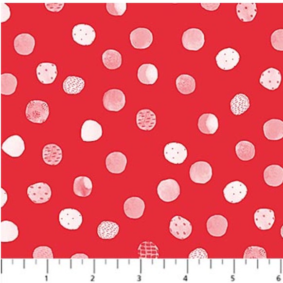 FIGO Mini Metropolis Red Dots 91193-26 quilting cotton fabric