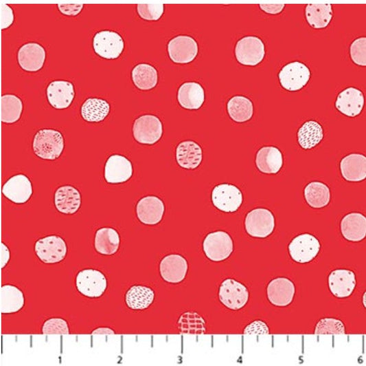 FIGO Mini Metropolis Red Dots 91193-26 quilting cotton fabric