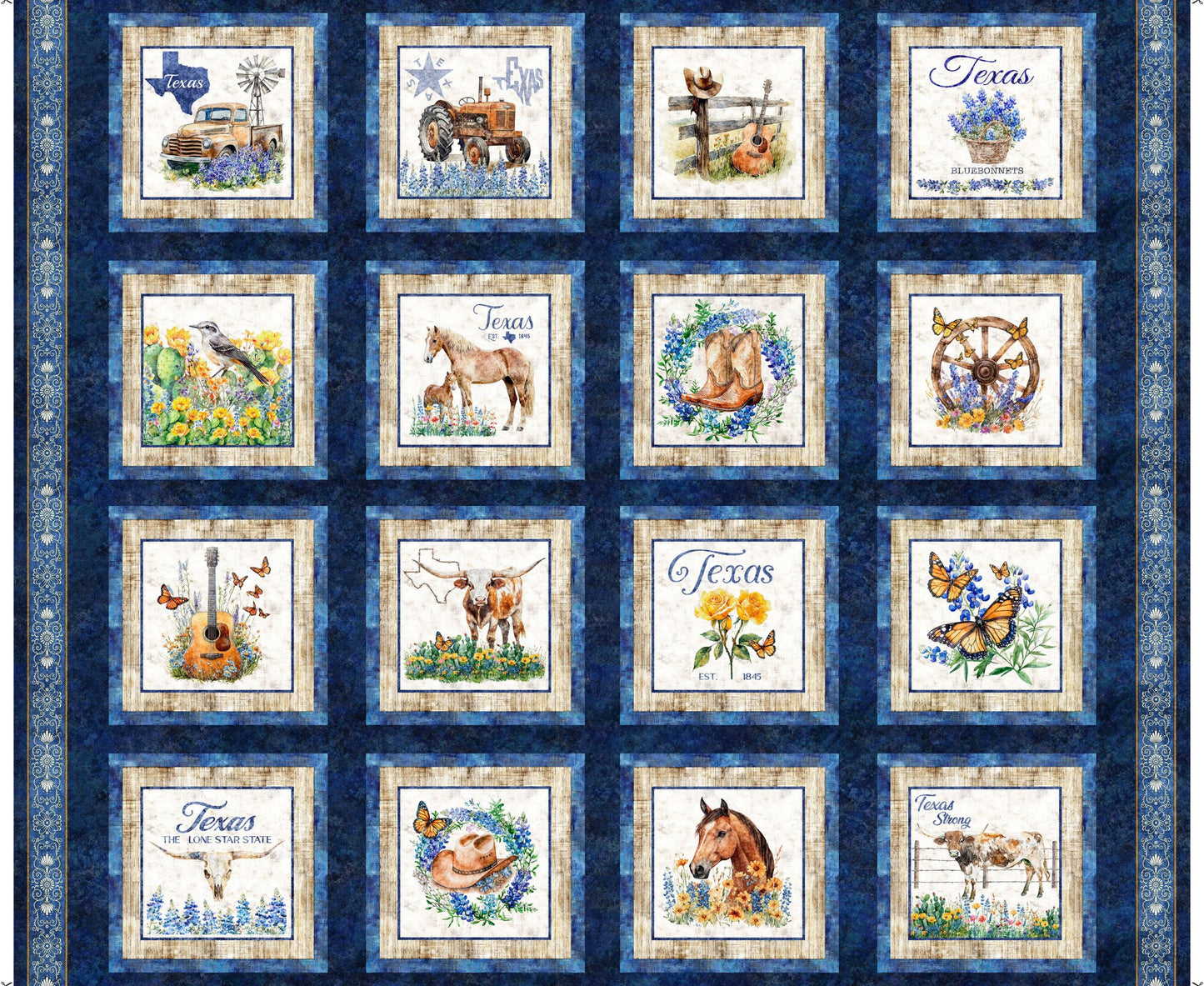 All Texas Shop Hop 2026 Texas Picture Patches Navy 31791 N fabric