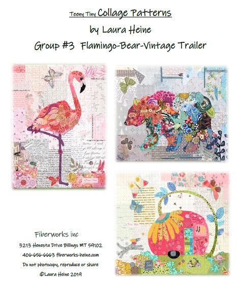 Group #3 Flamingo-Bear-Vintage Trailer - Teeny Tiny Collage Patterns