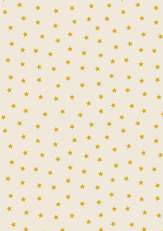 Lewis and Irene Christmas in Bluebell Wood gold stars cream metallic C143A cotton