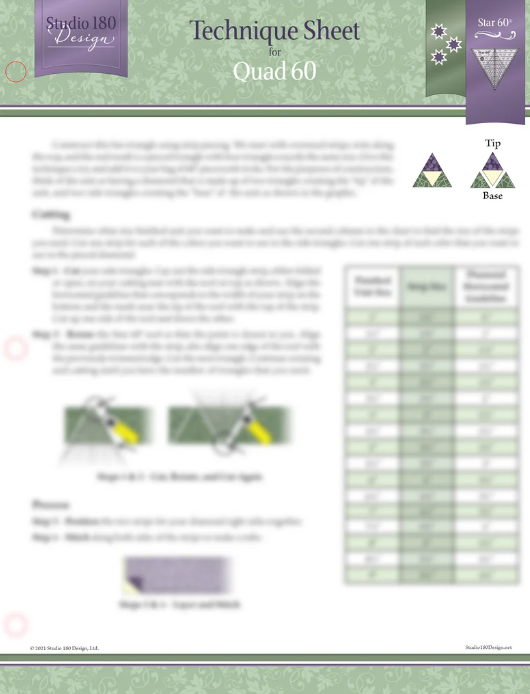Studio 180 Design Quad 60 technique sheet quilting pattern