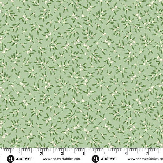 Andover - Makower UK - Country Christmas - Mistletoe Green MU-235-G