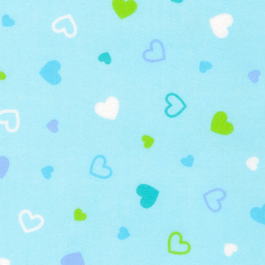 Robert Kaufman Cozy Cotton Flannel Hearts Blue flannel