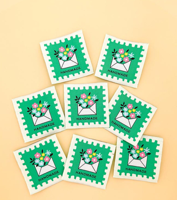 Minki Kim Bloom Note woven labels by Riley Blake for quilts and bags