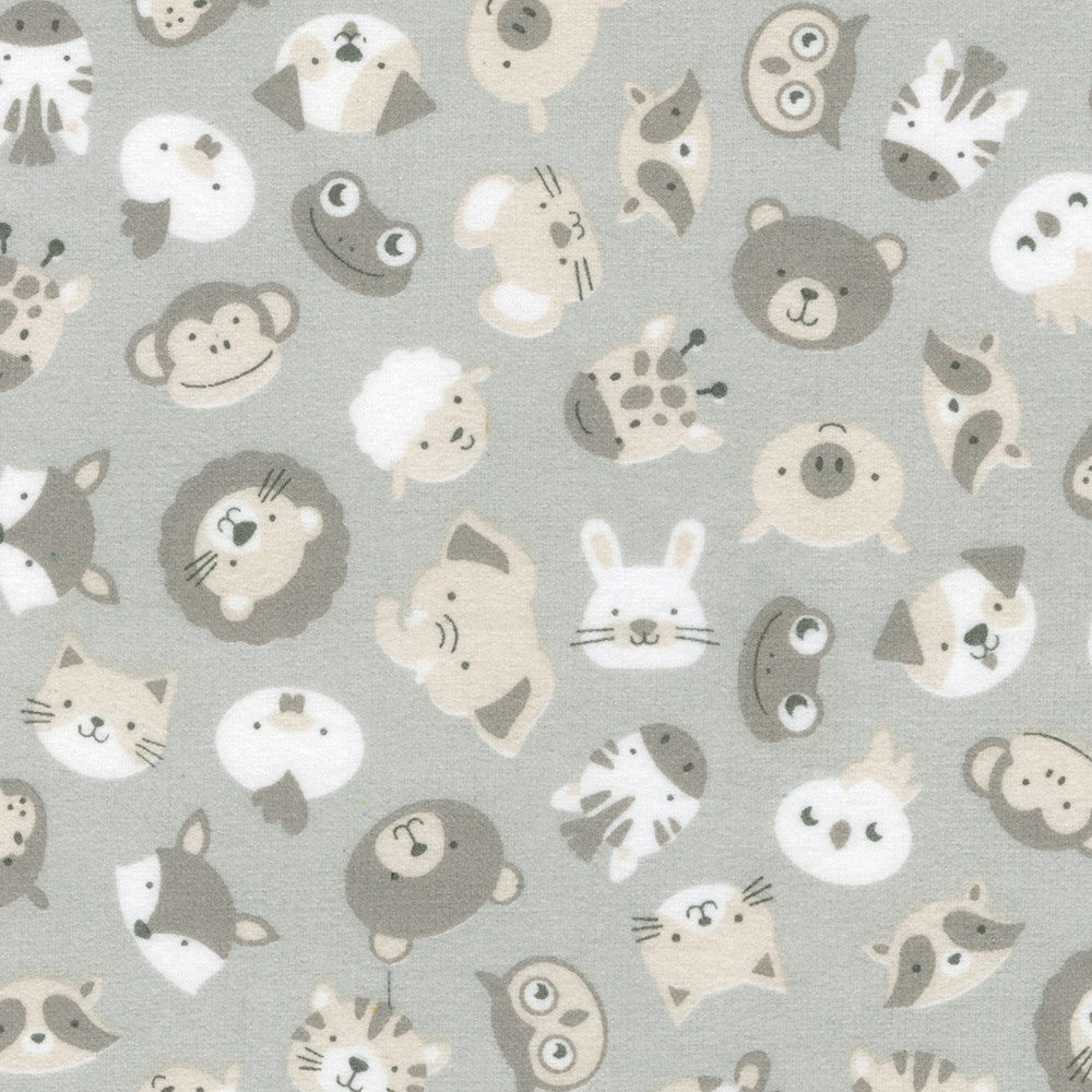 Robert Kaufman Cozy Cotton Flannel Animals Fog flannel