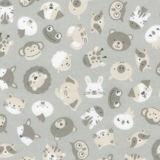 Robert Kaufman Cozy Cotton Flannel Animals Fog flannel