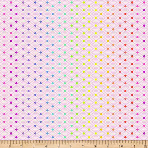 Tula Pink True Colors Hexy Rainbow Shell cream quilting fabric