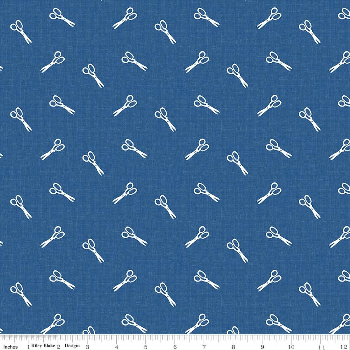Riley Blake Denim Blue Blooms and Threads Scissors C17125 quilting cotton