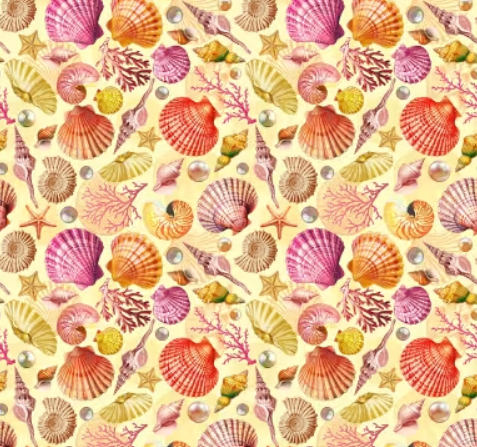 Michael Miller Divine Oceania Pearls Seashells Butter quilting cotton fabric