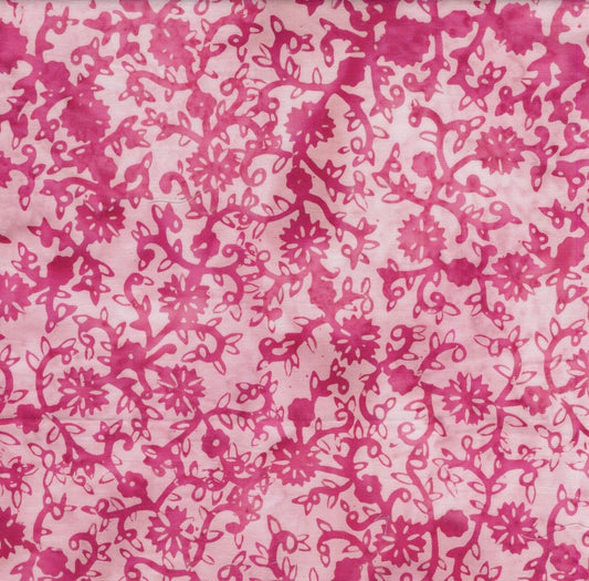 Crazy for Daisies Scrolling Vines Red Shell hand-dyed batik quilting cotton by Lumin Fabrics