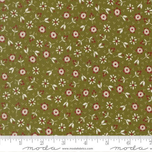 Moda Chilly Christmas Flowers print in Pine by Sweetwater, Christmas cotton fabric