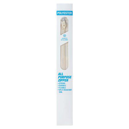 Coats and Clark polyester 7 inch natural sewing zipper notion