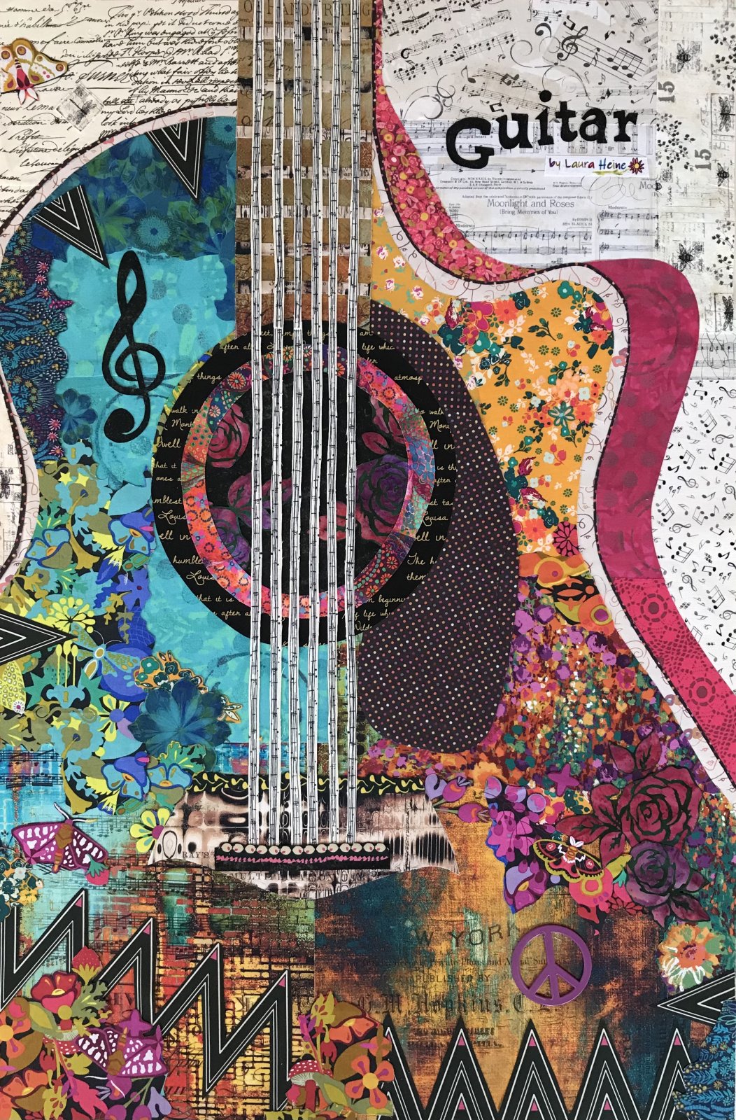 Guitar Collage Fabric Kit