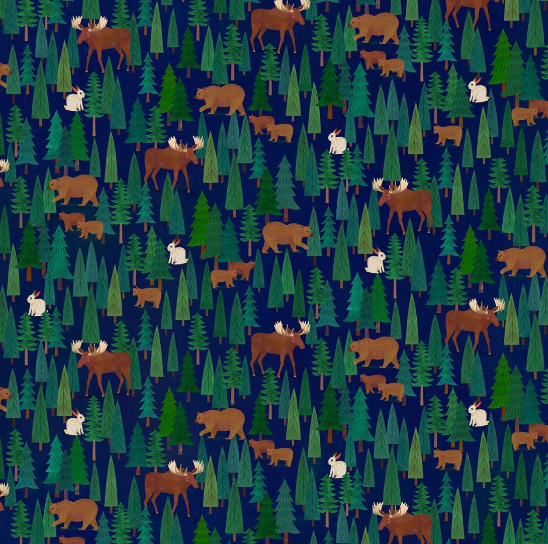 Michael Miller Navy Alaska Mountain blue novelty quilting cotton