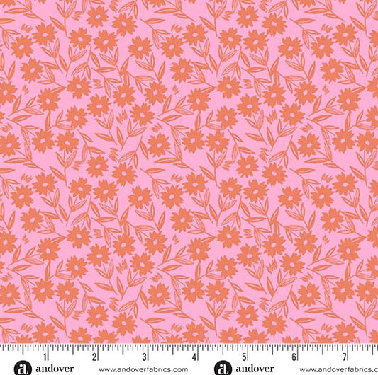 andover- Pink Sunshine Blooms 1569EO Petals and Stitches by Stephanie Organes