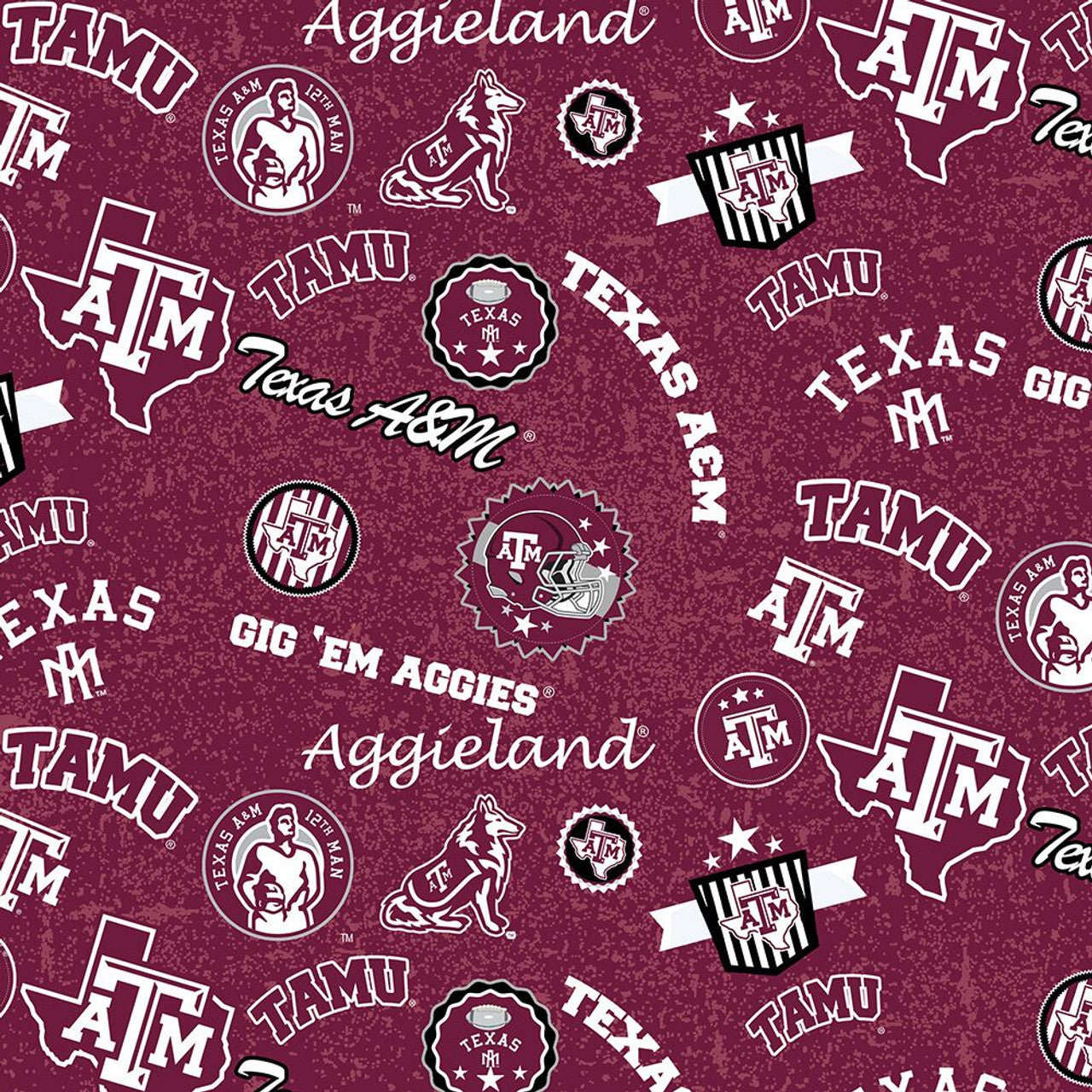 Texas A&M Home State novelty quilting fabric