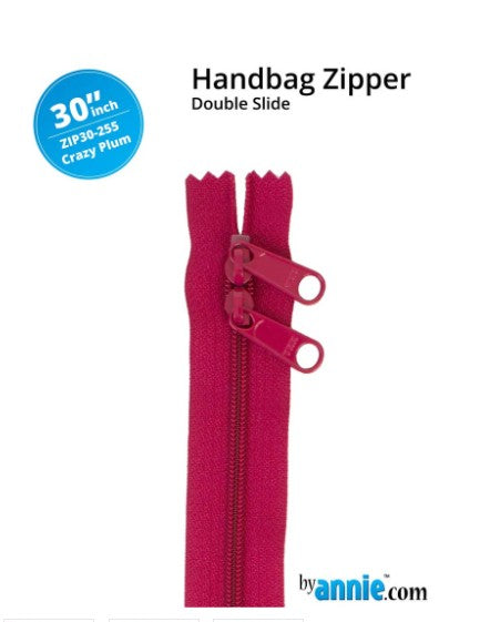 30" Handbag Zippers - Double-slide crazy plum