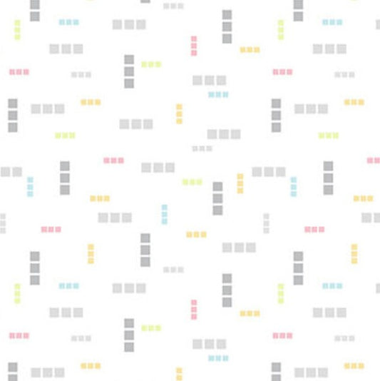Blank Lower the Volume Spaced Grid 1935-01 White quilting fabric