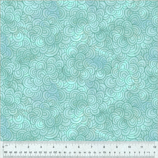Windham Wild Meadow Petal Pavers Aqua OEKO-TEX cotton quilting fabric