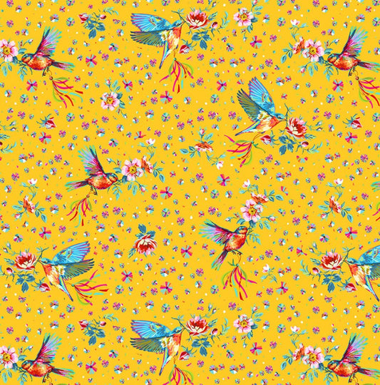 Free Spirit Festival Flight Yellow quilting cotton fabric
