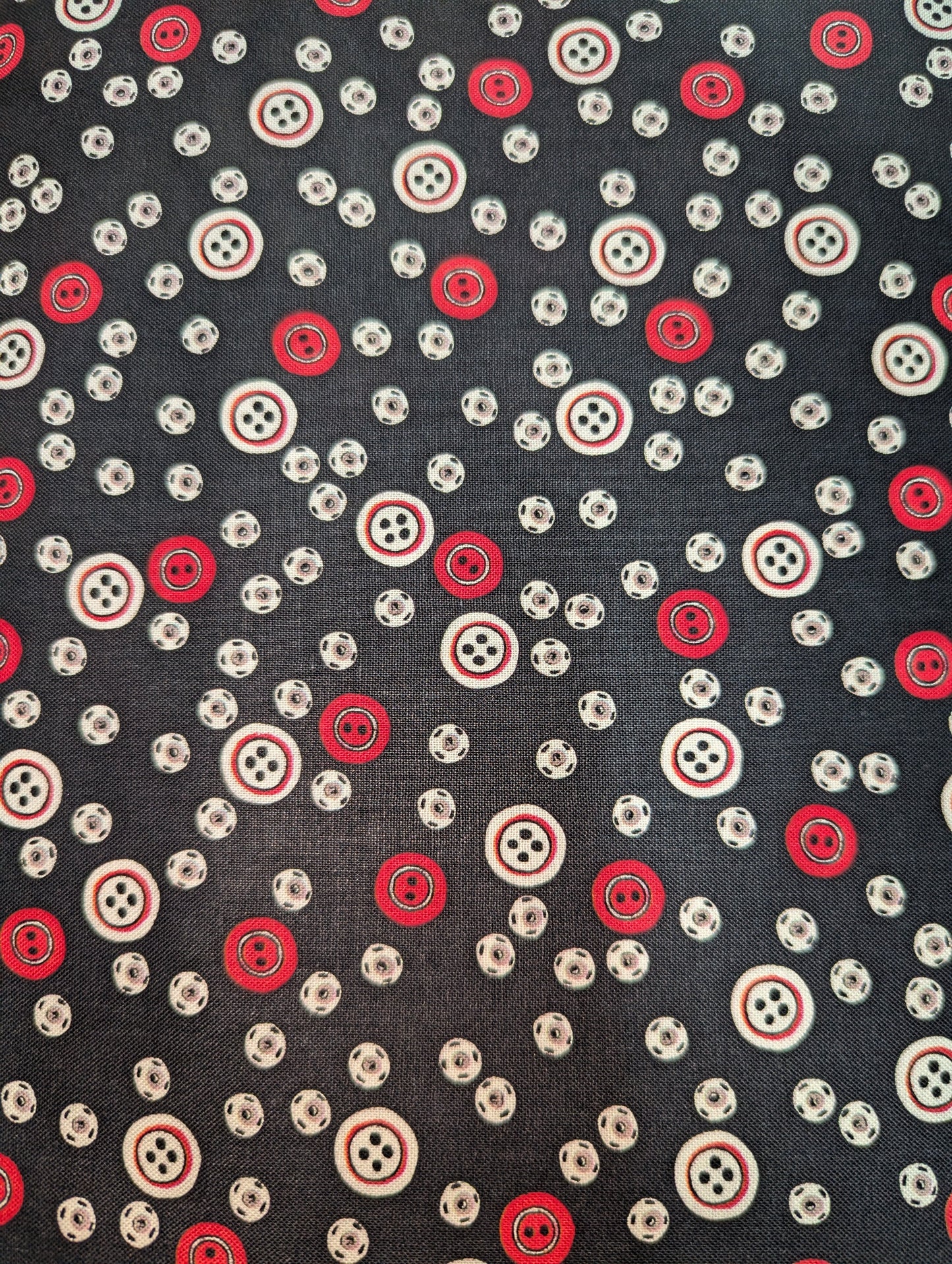 Sew What Button Toss Black QT Fabrics quilting cotton