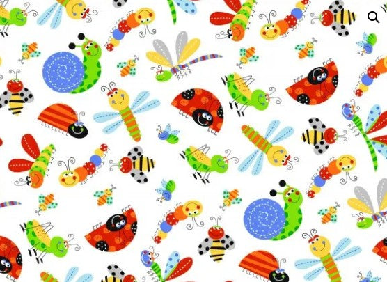 Oasis Flannel Bugs White 446341 soft white flannel