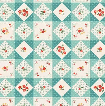 Poppie Cotton Farmhouse Fancy Teal Farm Quilts FH25963 quilting cotton fabric