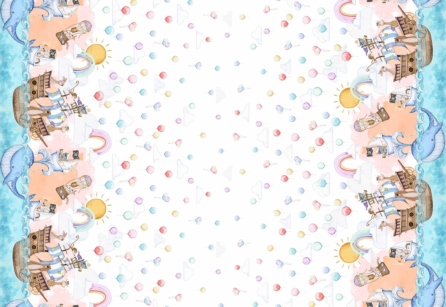 Michael Miller Fanta-Sea Double Border 15in baby multicolor fabric