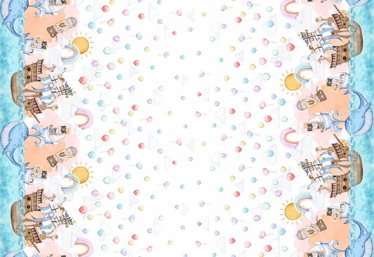 Michael Miller Fanta-Sea Double Border 15in baby multicolor fabric