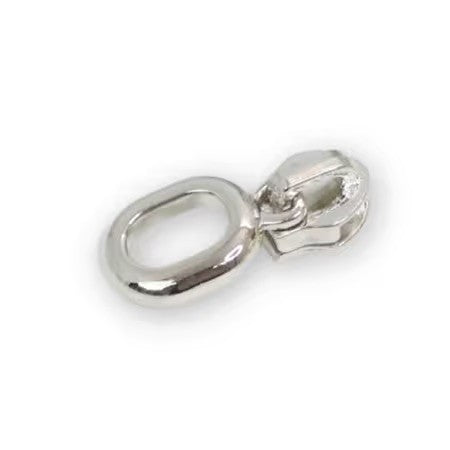 Four #5 oval zipper pulls nickel finish bag hardware