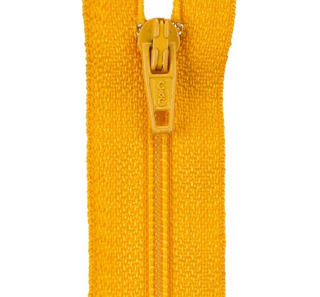 Coats plastic 7 inch spark gold zipper notion