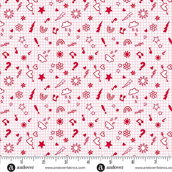 Andover - Back to School - Notebook Doodles Cherry - A-10245-R