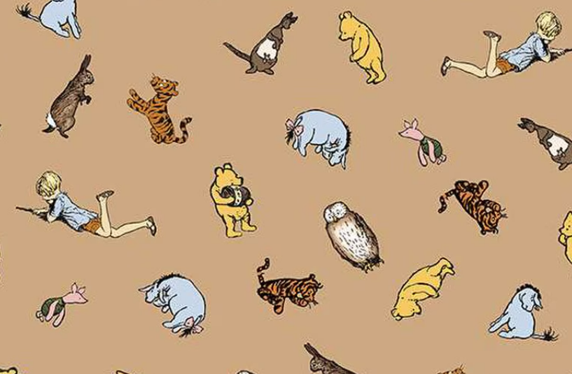 Riley Blake Winnie the Pooh Characters Brown quilting cotton fabric
