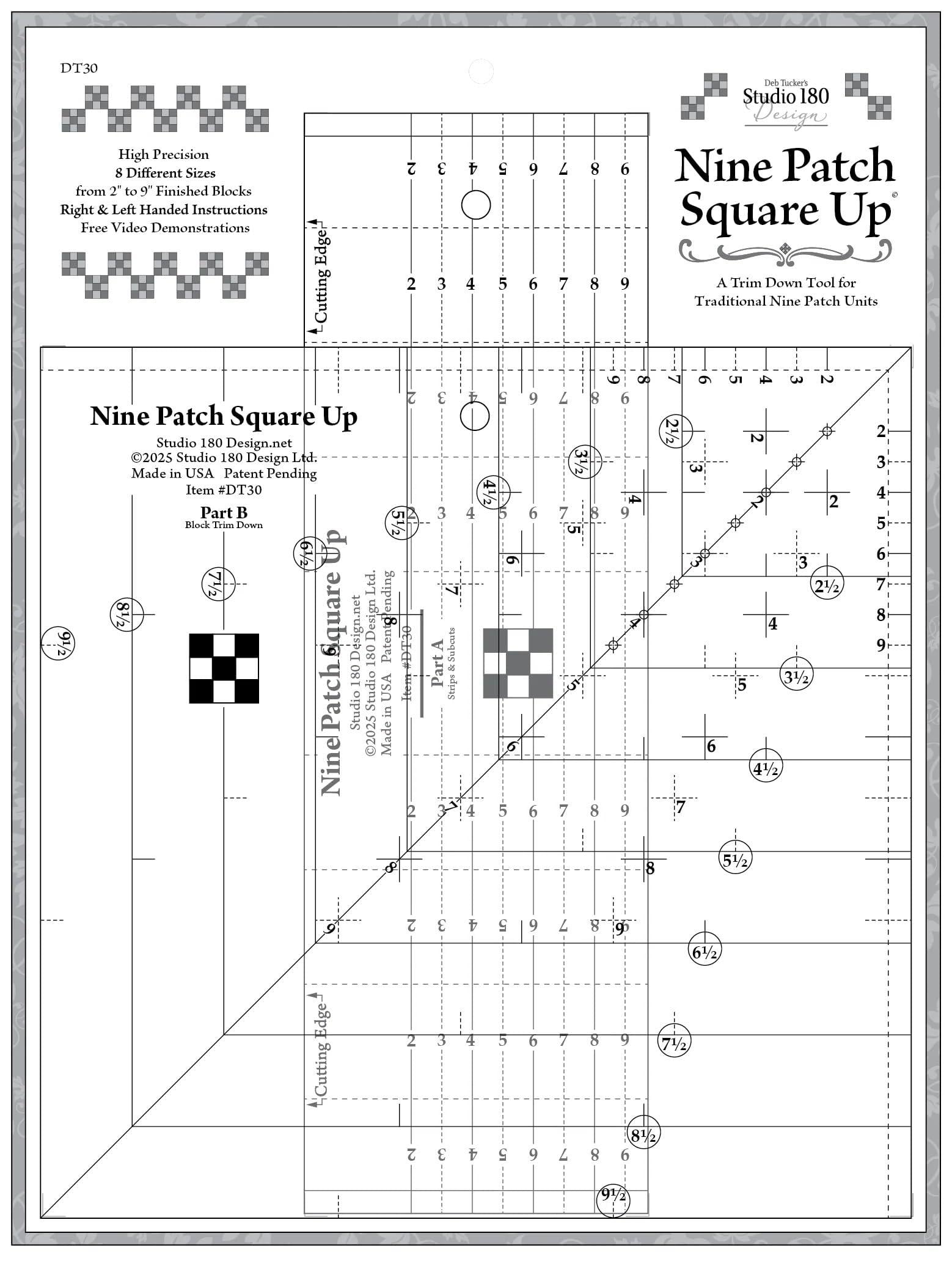 Studio 180 Design Nine Patch Square Up quilting ruler