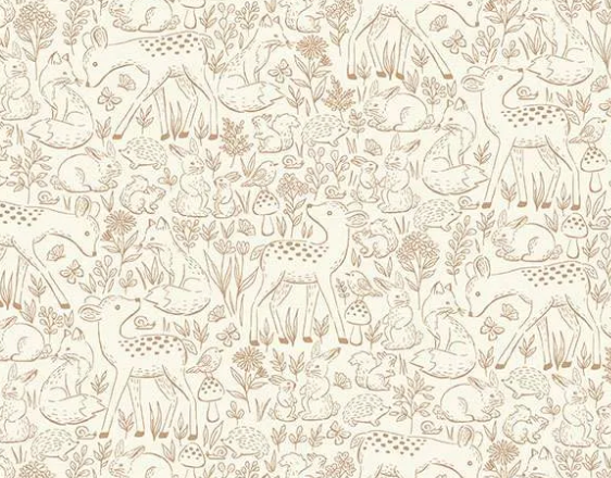 Makower UK Little Ones Etched Brown 194V baby quilting cotton