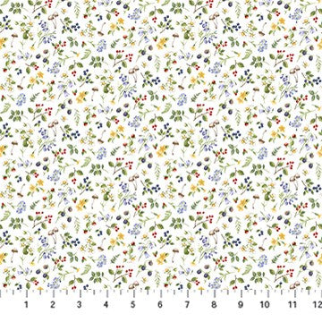 Northcott - Country Mouse - Sm Floral Toss White Multi DP29010-10