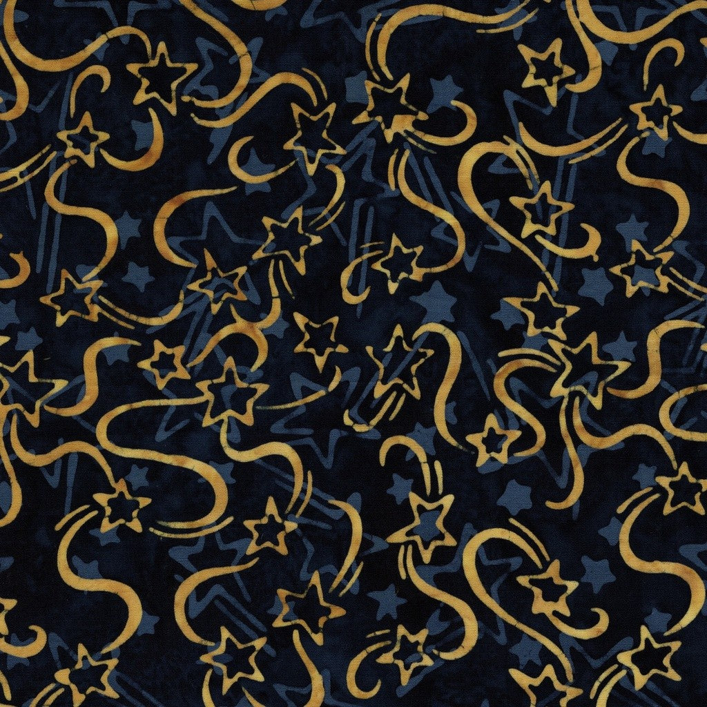 Island Batiks - Freedom Rings - Stars and Swoops Blue Marine