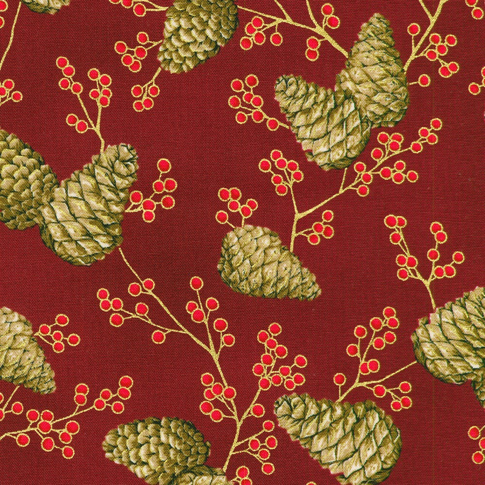 Robert Kaufman - Holiday Flourish - Forest Glen -SRKM-23705-113 CRANBERRY