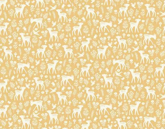 Makower UK Little Ones Deer Yellow 193Y baby quilting cotton