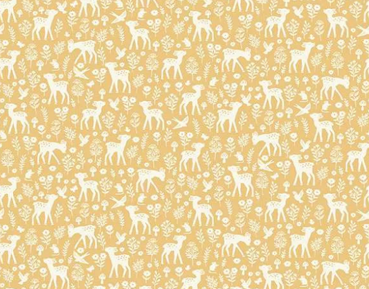 Makower UK Little Ones Deer Yellow 193Y baby quilting cotton