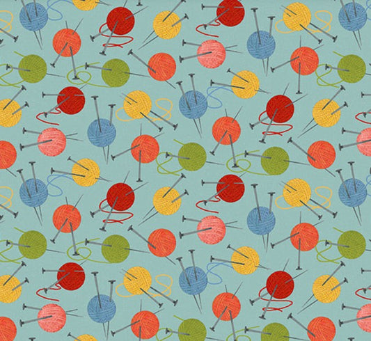 Studio E Knit 1 Purr 2 Medium Blue 8476-17 cat print quilting cotton