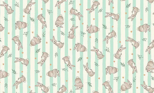 Makower UK Little Ones Bunnies Teal 191T baby quilting cotton