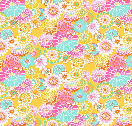 Kaffe Fassett Asian Circles Yellow quilting fabric