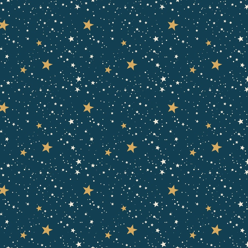 Blank - Holly Jolly Calico - Amelia Designs - Stars - 4677-77 Navy