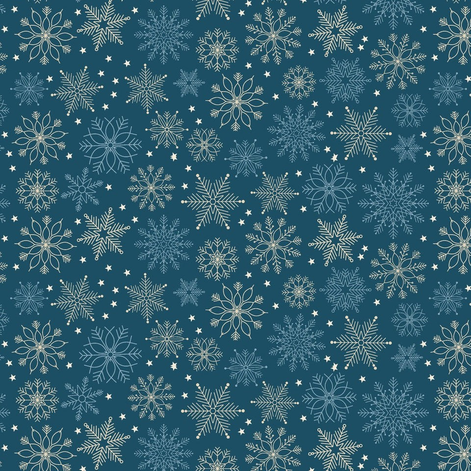 Blank - Holly Jolly Calico - Amelia Designs - Snowflakes - 4676-77 Navy