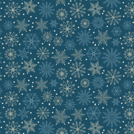 Blank - Holly Jolly Calico - Amelia Designs - Snowflakes - 4676-77 Navy