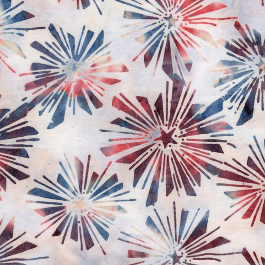 Island Batik Freedom Rings Starburst Neutral Snow cotton batik quilting fabric