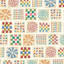 Michael Miller Hand Stitches Cream novelty quilting fabric