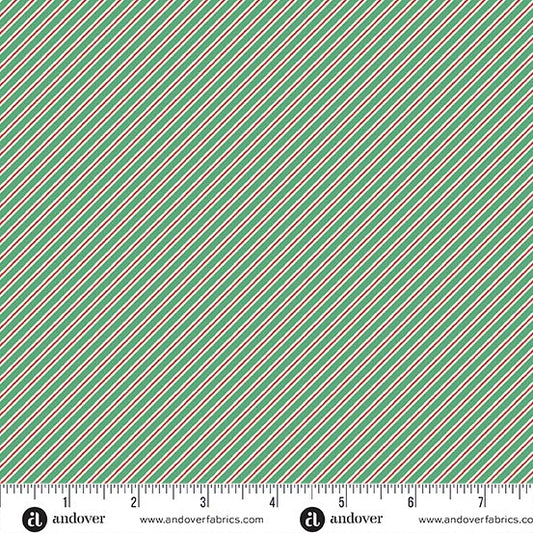 Andover - Makower UK - Nutcracker - Candy Cane Stripe Green 227-G